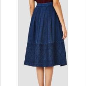 SIDELINE Button Down Indigo Skirt